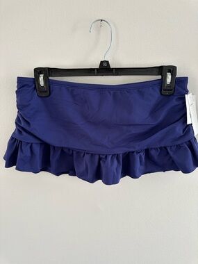 Liz Claiborne Ruffled Swim Skirt Navy, Woman’s 8 NWT